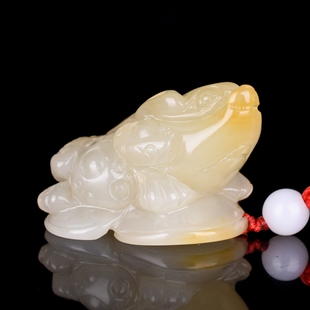 天然正品云南黄龙玉三足金蟾招财手把件挂精雕玉蟾把玩件挂件把件