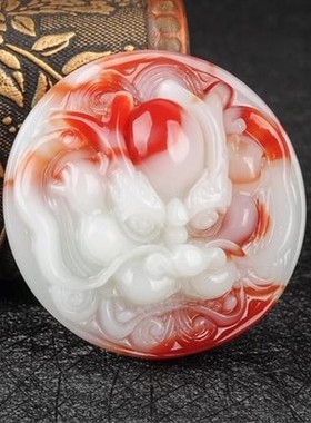 天然和田玉彩玉龙头皮带扣