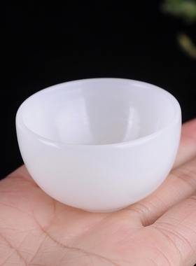 新疆和田玉白玉茶碗茶具摆件玉器