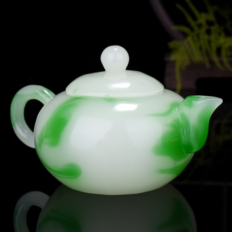 新品和田玉壶把件茶壶酒壶手把件天然和田青花玉摆件手玩件