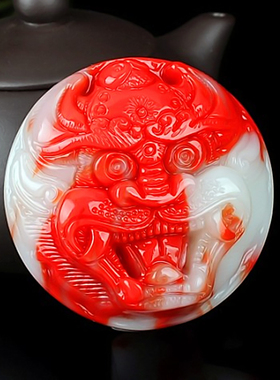 天然和田玉彩玉腰扣玉器手把件