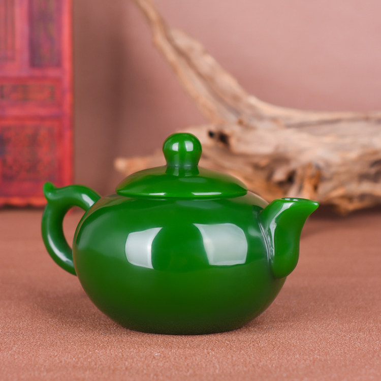 新疆和田玉茶壶酒壶和田碧玉茶具把把壶酒壶酒具玉石摆件精雕