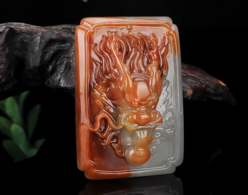 天然正品黄龙玉龙头腰带扣腰扣