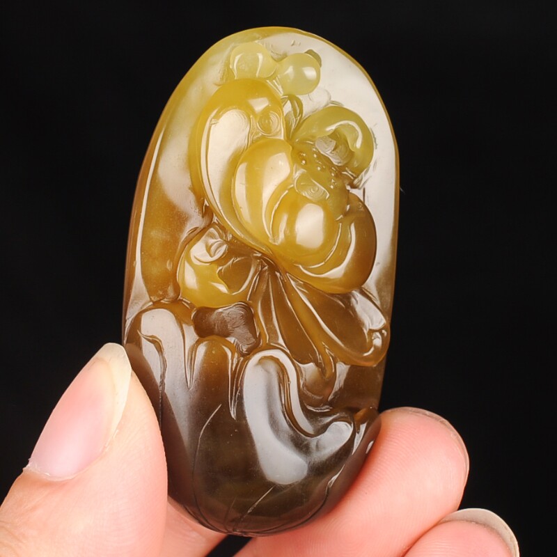 新疆和田玉籽料糖料玉莲蓬喜事连连挂件玉蝙蝠福寿如意项链坠