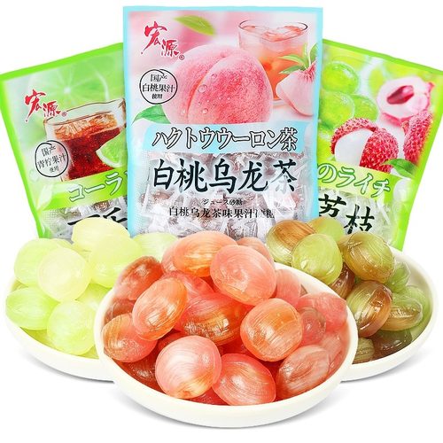 宏源网红果汁硬糖乌龙茶糖散装