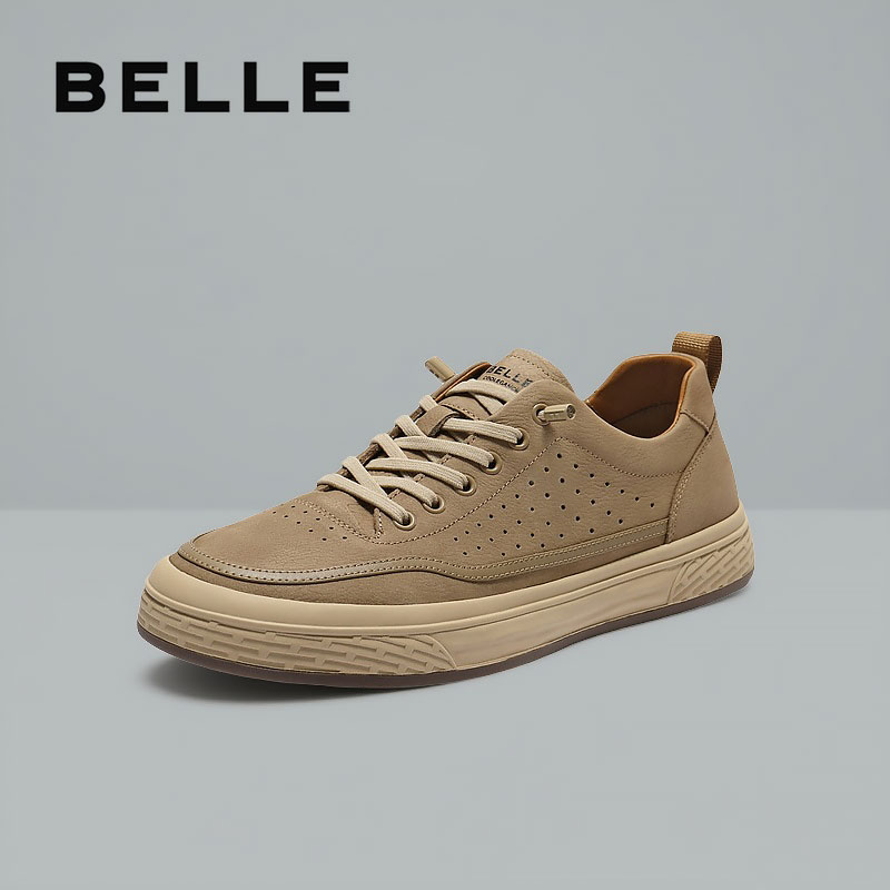 百丽男士打孔透气休闲板鞋