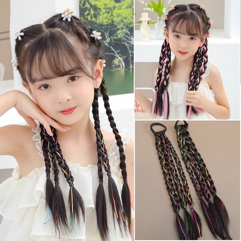 儿童假发辫子女童拳击辫甜酷麻花辫女孩懒人发圈脏脏辫扎头发皮筋