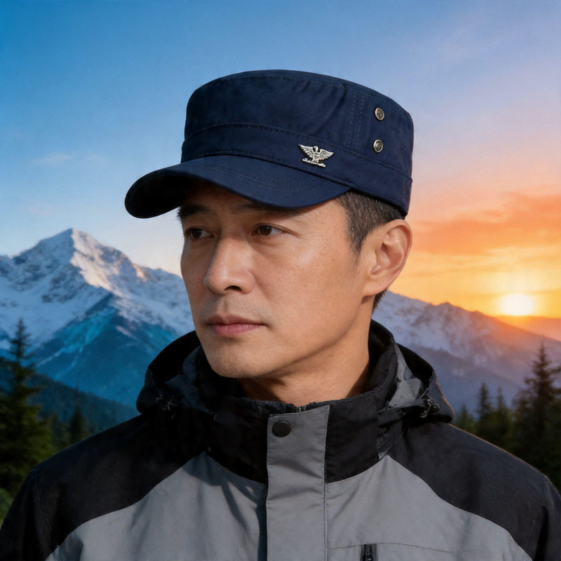 新款韩版平顶帽子男帽四季休闲遮阳防晒户外登山露营纯色棒球帽