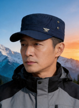 新款韩版平顶帽子男帽四季休闲遮阳防晒户外登山露营纯色棒球帽