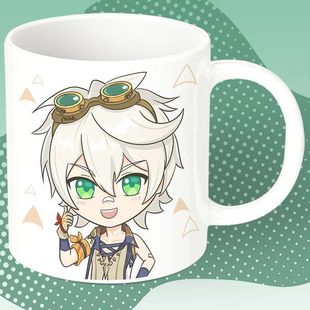 原神Q版周边陶瓷马克杯早餐勺子情侣咖啡茶杯办公水杯礼物