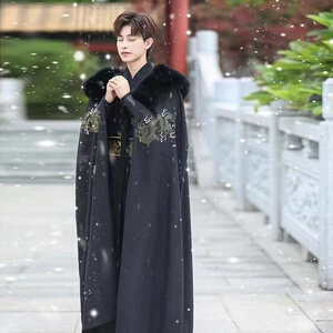 出租冬季新款仿狐狸毛 高密超大毛领 汉服 加绒斗篷 披风古风