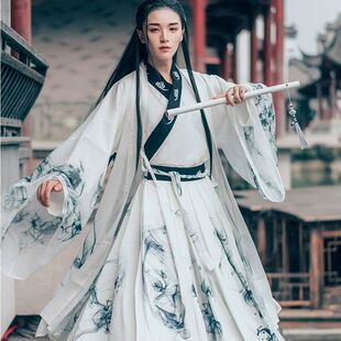 租情侣汉服中国风古风超仙齐腰情侣学生运动会走方队开幕式成人礼