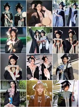 出租簪花学士服明制云肩汉服大学生毕业照学士帽成人礼拍照写真