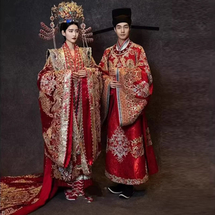 出租宋制婚服汉服结婚中式婚礼新娘嫁衣汉式情侣套装重工元旦春节
