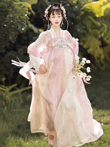 出租唐装汉服女齐胸襦裙春夏秋款学生活动中秋节七夕节相亲活动