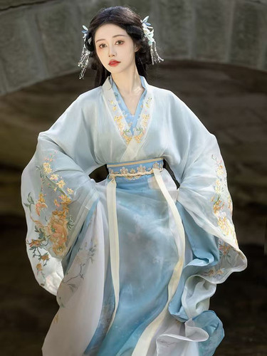 出租汉服女魏晋南北朝大袖交领齐腰破裙超仙显瘦七夕中秋汉服秀