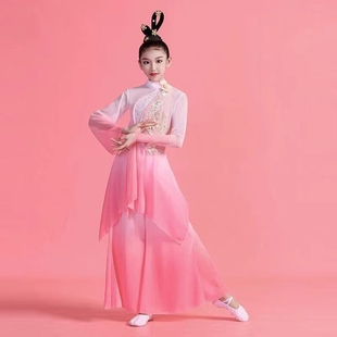 出租古典舞儿童演出服新款飘逸扇子舞表演服中国风舞蹈服古风纱衣