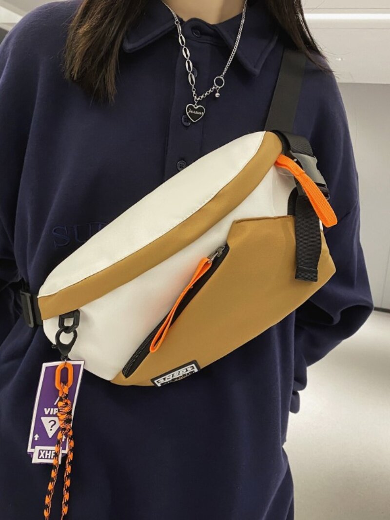韩国潮牌日系原宿工装斜挎胸包男女街头滑板骑行韩版百搭腰包