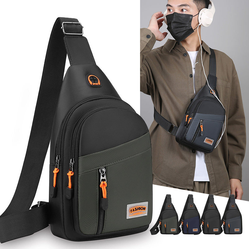 胸包男士2025新款百搭单肩斜挎包小包休闲斜跨包牛津布胸前斜背包