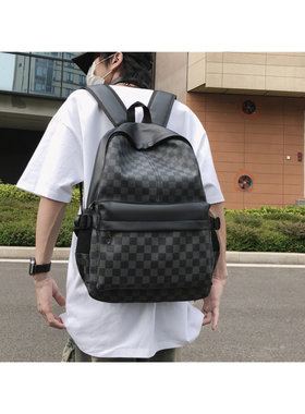 软皮质简约休闲大容量电脑背包