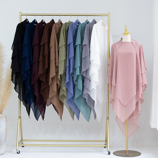 新款中东迪拜沙特时尚雪纺大头巾纯色多色头巾headscarf围巾披肩