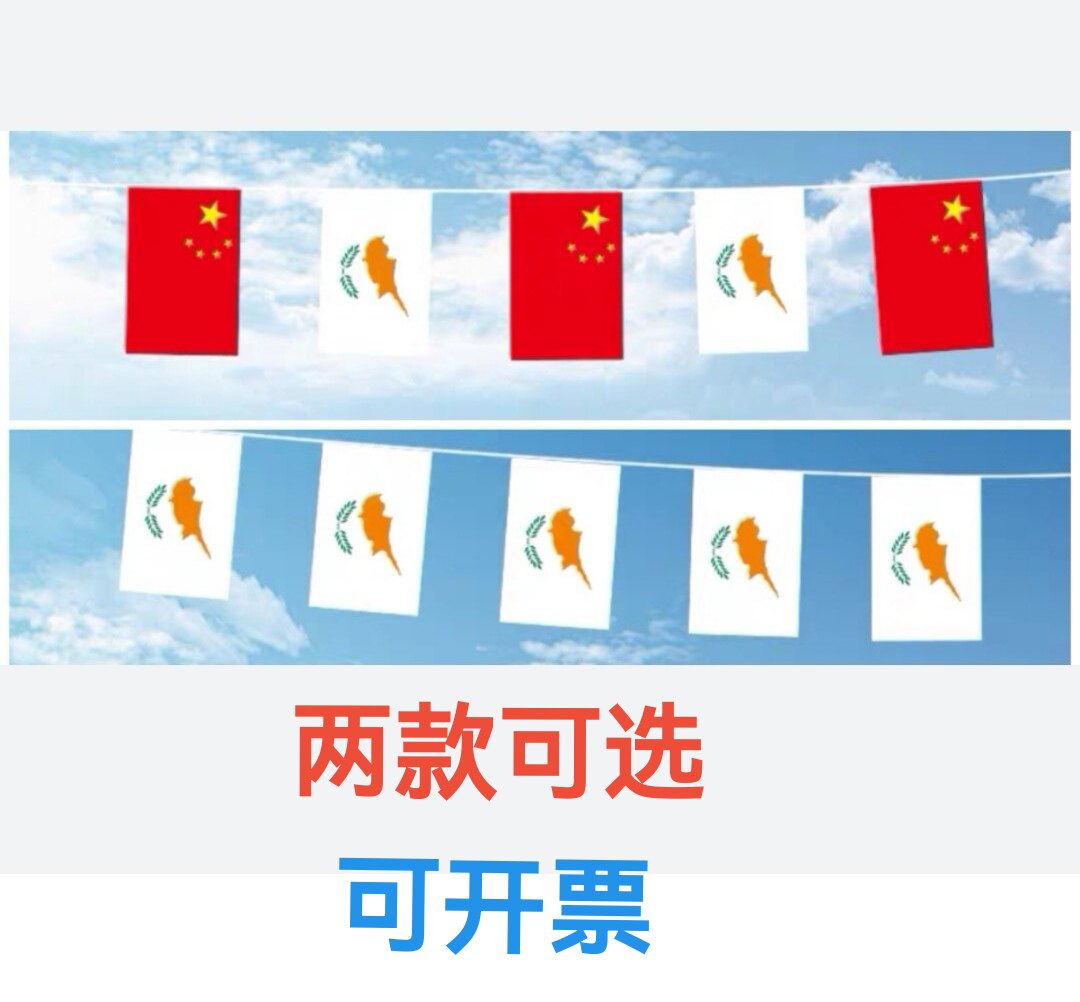 7米8号中国塞浦路斯国旗串旗挂旗吊旗装饰小旗子塞浦路斯小国旗