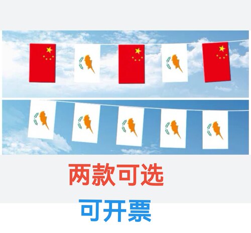 7米8号中国塞浦路斯国旗串旗挂旗吊旗装饰小旗子塞浦路斯小国旗