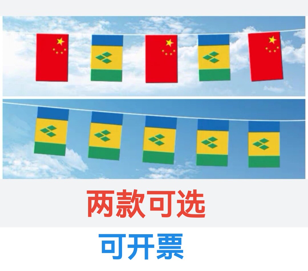 5米8号中国圣文森特和格林纳丁斯国旗串旗挂旗吊旗小国旗小旗子