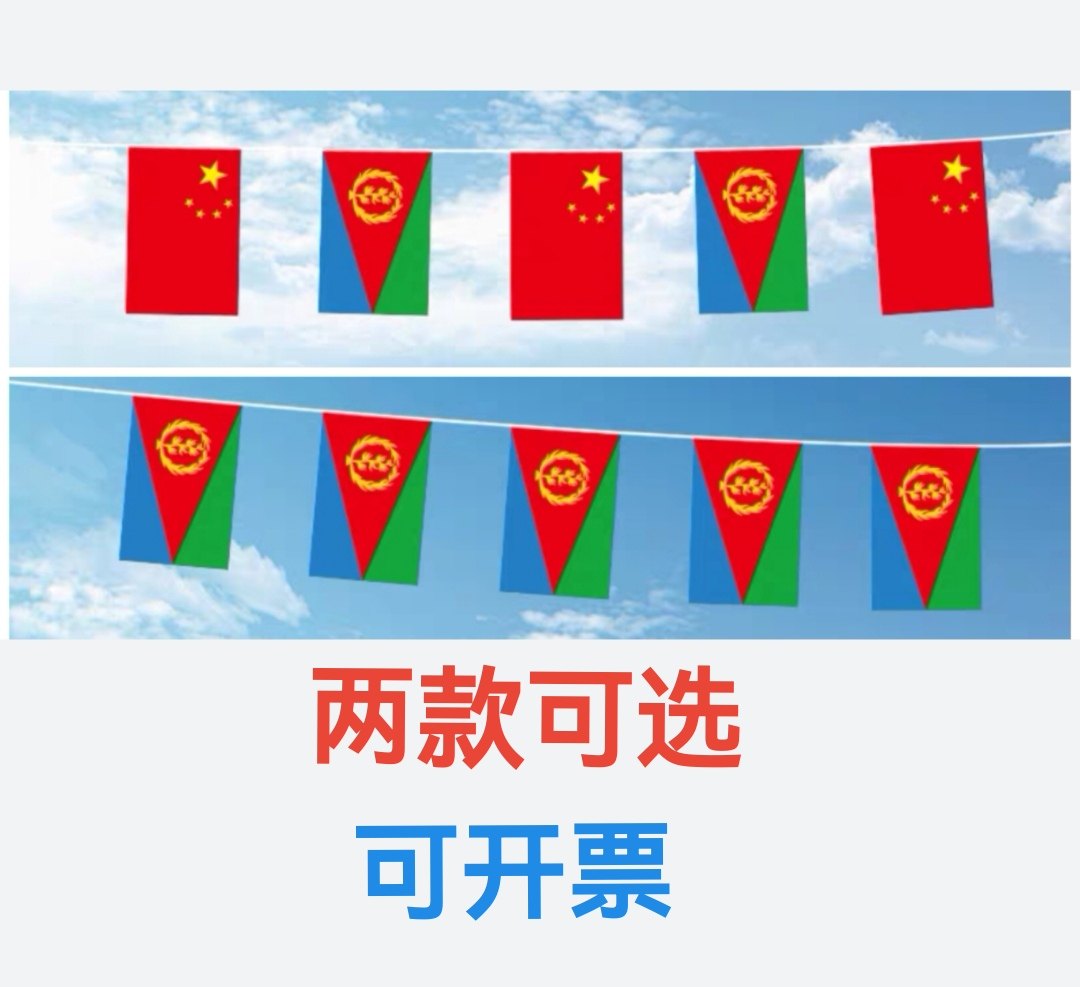 5米8号中国厄立特里亚国旗串旗挂旗吊旗装饰厄立特里亚小国旗旗子
