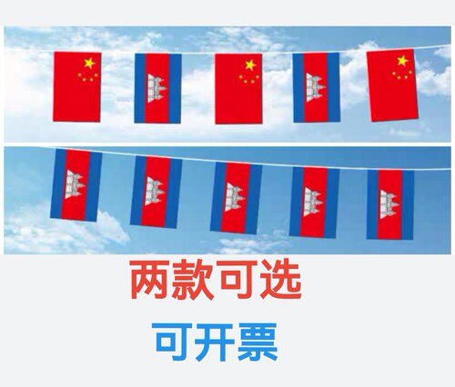 7米8号中国柬埔寨国旗串旗挂旗吊旗装饰小旗子柬埔寨小国旗