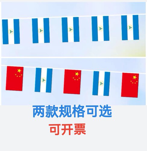 7米8号中国尼加拉瓜国旗串旗挂旗吊旗装饰小旗子尼加拉瓜小国旗