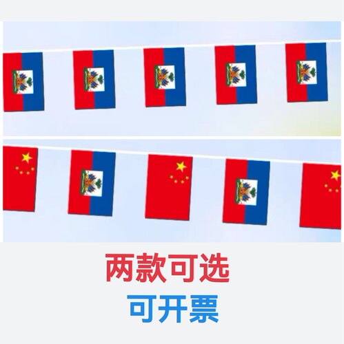 7米8号海地国旗串旗中国海地交叉串旗挂旗吊旗装饰小旗子小国旗