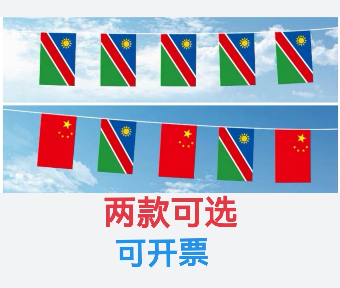 5米8号中国纳米比亚国旗串旗挂旗吊旗装饰小旗子纳米比亚小国旗