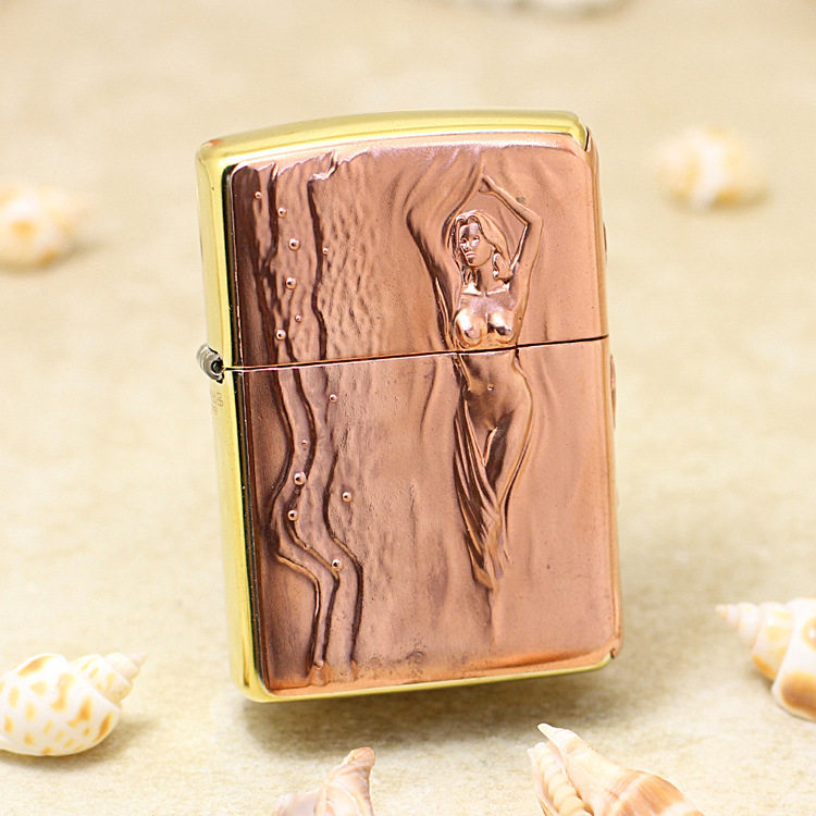 原装正品zippo打火机芝宝正版之宝专柜 254b紫铜天浴女郎人物系列