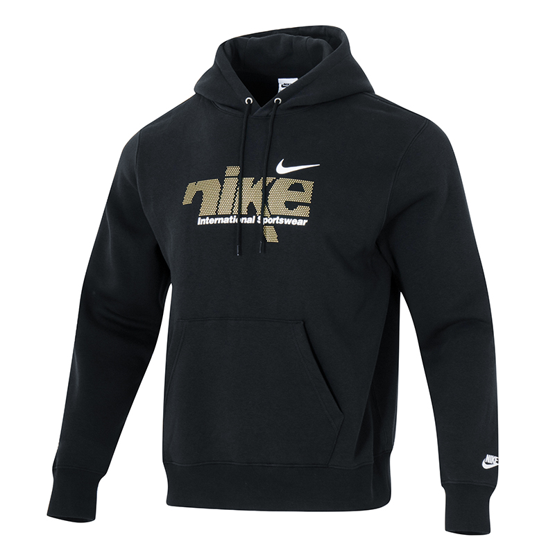 Nike耐克加绒卫衣男冬新款休闲印花宽松保暖连帽套头衫IM8322-010