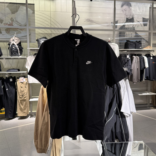 耐克t恤男夏季运动纯棉舒适和尚领POLO短袖黑灰CJ4457 HQ5975-010