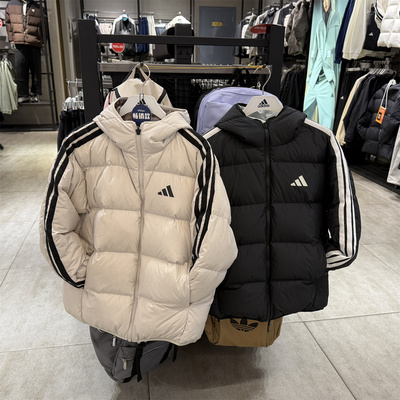 正品阿迪达斯羽绒服男女2025冬季运动防风连帽外套KC2494 KC2493