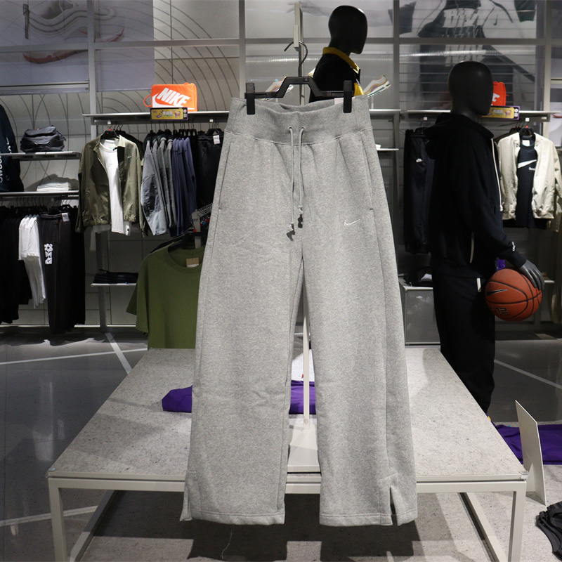 Nike耐克运动裤女秋冬针织保暖休闲宽松直筒阔腿长裤卫裤DQ5616