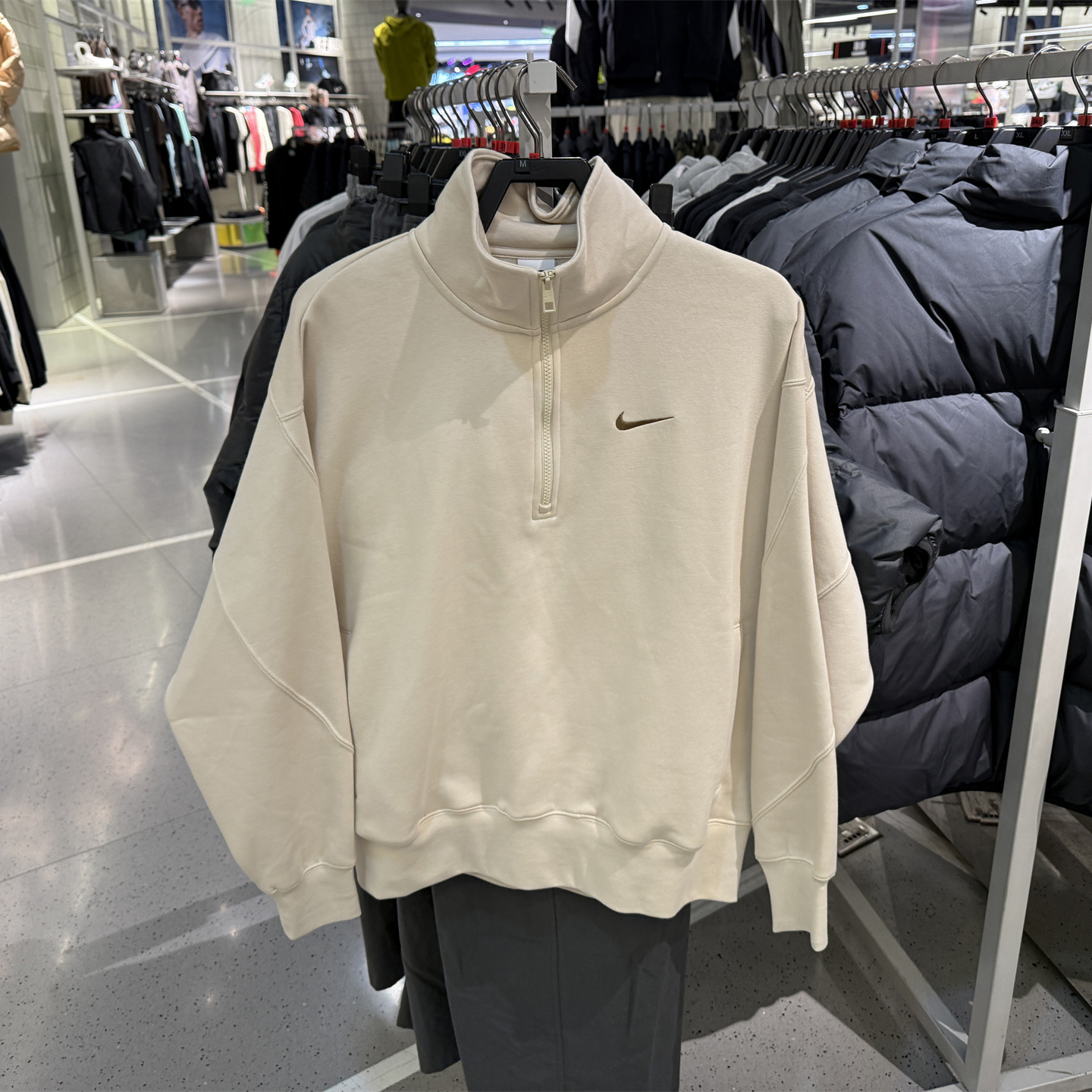 NIKE耐克男子休闲印花半拉链立领运动套头衫卫衣IO7828-229