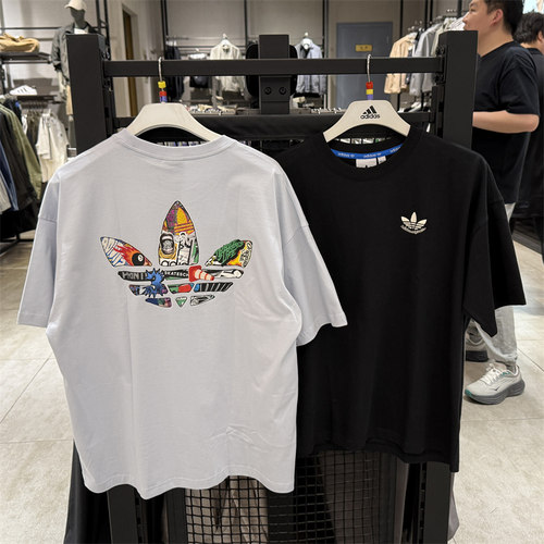 正品阿迪达斯三叶草短袖男夏季圆领纯棉透气运动T恤JN1675 JN1669