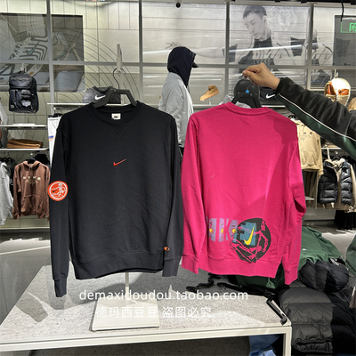 耐克男休闲运动背标印花圆领卫衣