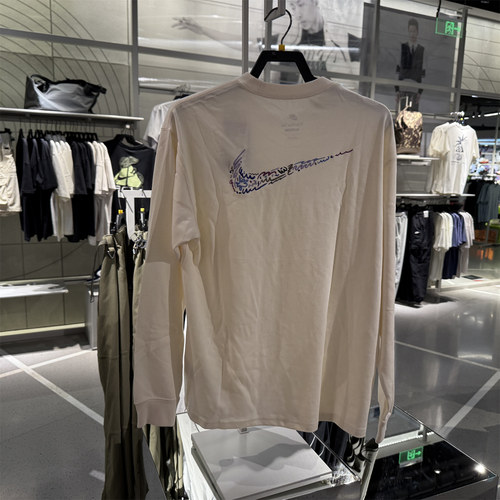 专柜正品Nike耐克男刺绣印花宽松休闲刺绣柔软长袖T恤 HQ8166-901
