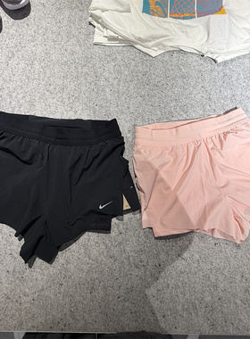 NIKE耐克女裤紫色夏季运动训练速干中腰二合一跑步短裤HJ5377-010