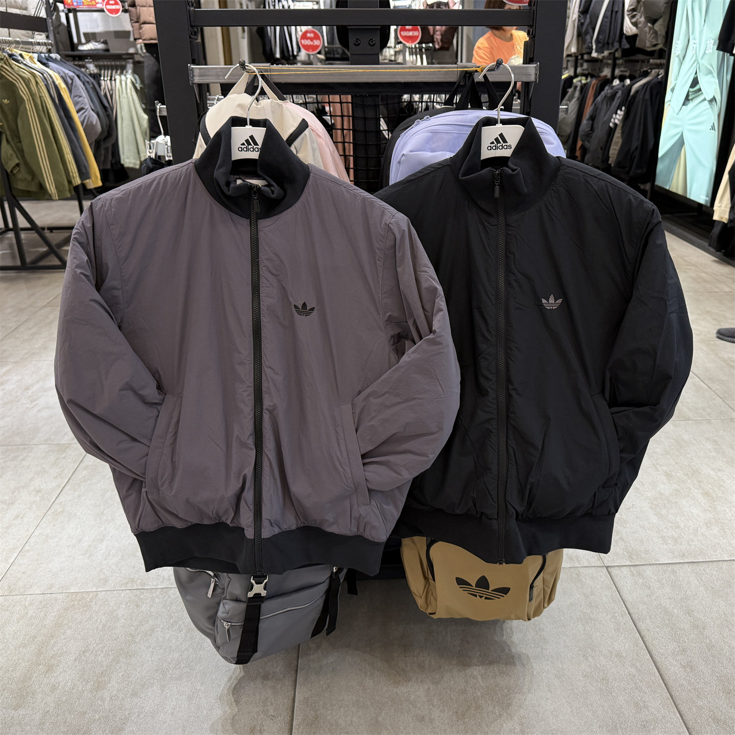 adidas阿迪达斯三叶草男运动休闲棉服外套立领夹克 JW0980 JX7783