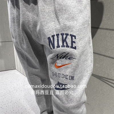 正品专柜NIKE耐克男子针织印花加绒运动休闲卫裤束脚长裤 FN2644