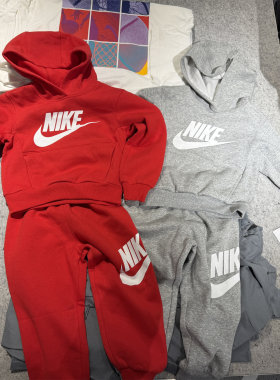包邮【特价】Nike耐克儿童休闲运动上衣长裤加绒保暖套装 FV6007