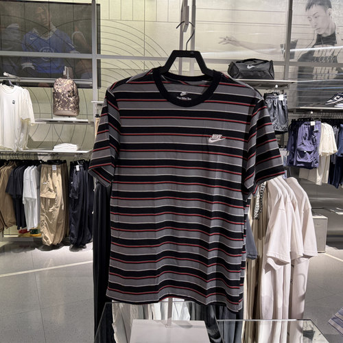 Nike耐克条纹拼色短袖2025夏季新款男运动休闲T恤HJ0551-515-010