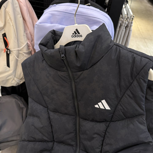 篮球运动挺阔宽松拉链款保暖棉马甲男装新款adidas阿迪达斯KC2754