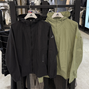 8403 8401 阿迪达斯男外套防晒UPF50 梭织速干连帽运动夹克JZ8402