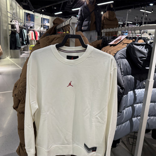Jordan耐克卫衣男25冬新款休闲宽松印花针织圆领套头衫IO7830-133